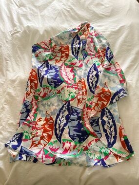 Halston Heritage one shoulder Silk Dress with built in scarf